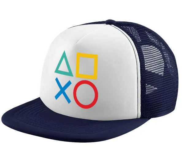 Gaming Symbols — Καπέλο παιδικό Soft Trucker με Δίχτυ ΜΠΛΕ ΣΚΟΥΡΟ/ΛΕΥΚΟ (POLYESTER, ΠΑΙΔΙΚΟ, ONE SIZE)
