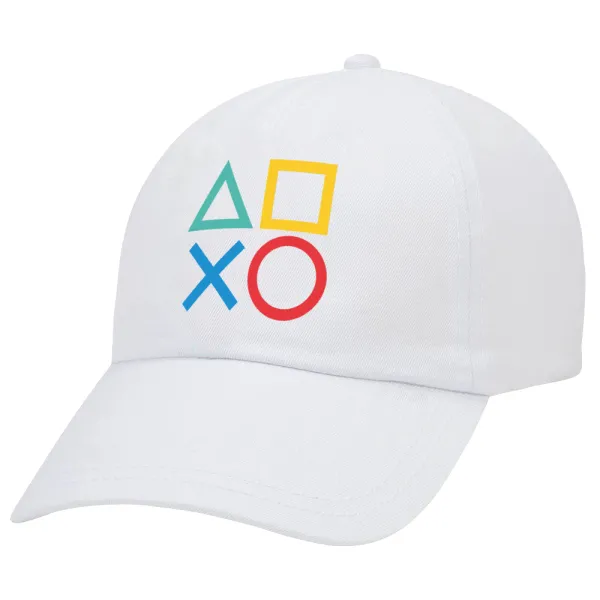 Gaming Symbols — Adult Baseball Cap White 5-panel (POLYESTER, ADULT, UNISEX, ONE SIZE)