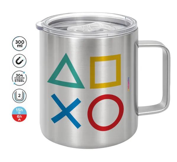 Gaming Symbols — Double-walled stainless steel mug 300ml with temperature-retaining lid