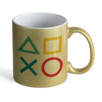 Gaming Symbols, Κούπα Χρυσή Glitter που γυαλίζει, κεραμική, 330ml