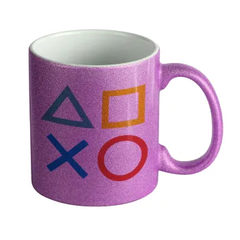 Gaming Symbols, Κούπα Μωβ Glitter που γυαλίζει, κεραμική, 330ml