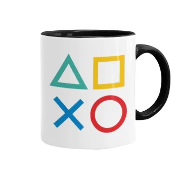 Gaming Symbols, Mug colored black, ceramic, 330ml