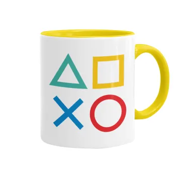 Gaming Symbols, Κούπα χρωματιστή κίτρινη, κεραμική, 330ml