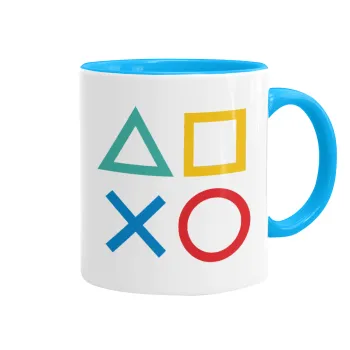 Gaming Symbols, Κούπα χρωματιστή γαλάζια, κεραμική, 330ml