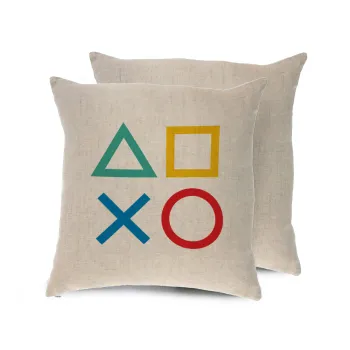 Gaming Symbols, Μαξιλάρι καναπέ ΛΙΝΟ 40x40cm περιέχεται το  γέμισμα