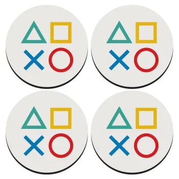 Gaming Symbols, SET of 4 round wooden coasters (9cm)