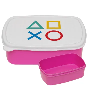Gaming Symbols, ΡΟΖ παιδικό δοχείο φαγητού (lunchbox) πλαστικό (BPA-FREE) Lunch Βox M18 x Π13 x Υ6cm