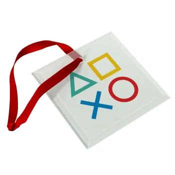 Gaming Symbols, Christmas ornament, glass square ornament 9x9cm