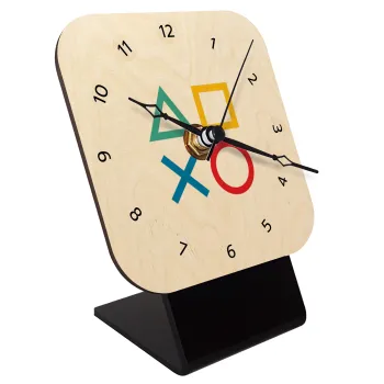 Gaming Symbols, Quartz Table clock in natural wood (10cm)