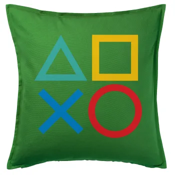 Gaming Symbols, Sofa cushion Green 50x50cm includes filling