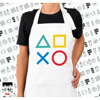 Gaming Symbols, Ποδιά μακριά Σεφ ολόσωμη με τσέπες white (ΕΝΗΛΙΚΩΝ)
