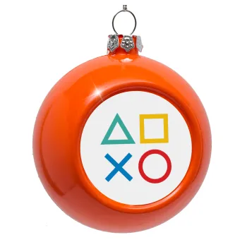 Gaming Symbols, Orange Christmas tree ornament bauble 8cm