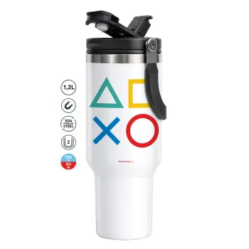 Gaming Symbols, Mega Tumbler με καπάκι, διπλού τοιχώματος (θερμό) 1,2L