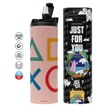 Gaming Symbols, Tumbler stainless steel PINK 600ml