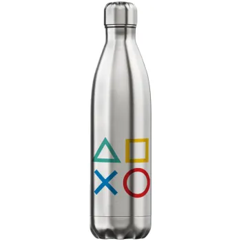 Gaming Symbols, Μεταλλικό παγούρι θερμός Inox (Stainless steel), διπλού τοιχώματος, 750ml