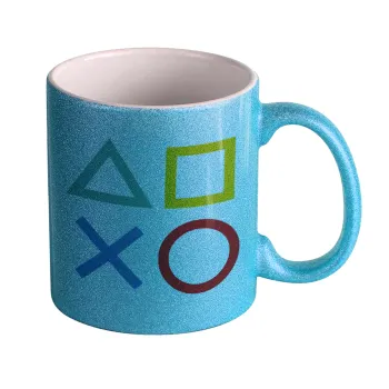 Gaming Symbols, Κούπα Σιέλ Glitter που γυαλίζει, κεραμική, 330ml