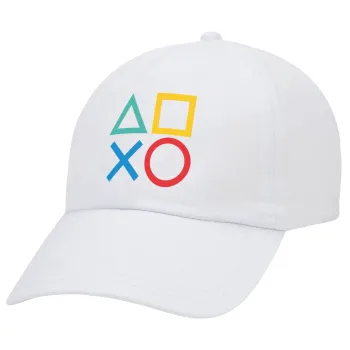 Gaming Symbols, Καπέλο Ενηλίκων Baseball Λευκό 5-φύλλο (POLYESTER, ΕΝΗΛΙΚΩΝ, UNISEX, ONE SIZE)