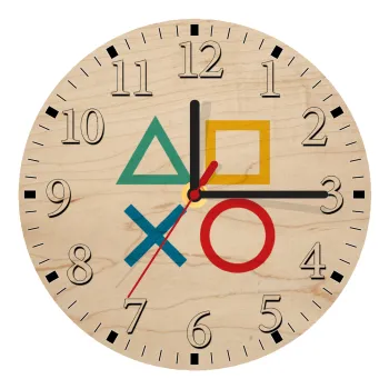 Gaming Symbols, Ρολόι τοίχου ξύλινο plywood (20cm)