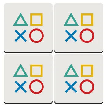 Gaming Symbols, ΣΕΤ 4 Σουβέρ ξύλινα τετράγωνα (9cm)