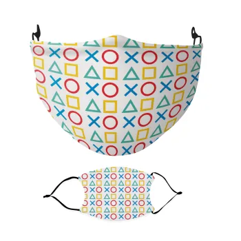 Gaming Symbols, Μάσκα υφασμάτινη Ενηλίκων πολλαπλών στρώσεων με υποδοχή φίλτρου