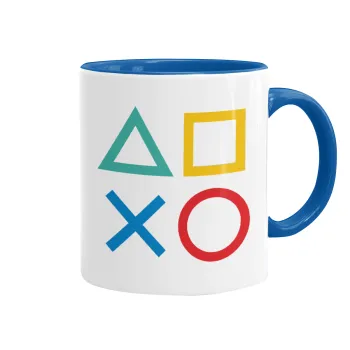 Gaming Symbols, Mug colored blue, ceramic, 330ml
