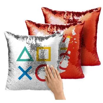 Gaming Symbols, Μαξιλάρι καναπέ Μαγικό Κόκκινο με πούλιες 40x40cm περιέχεται το γέμισμα