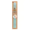 Easter Set, wooden keychain & aromatic flat Easter candle (30cm) (TURQUOISE)