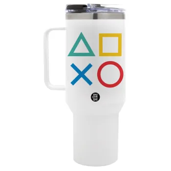 Gaming Symbols, Mega Tumbler με καπάκι, διπλού τοιχώματος (θερμό) 1,2L
