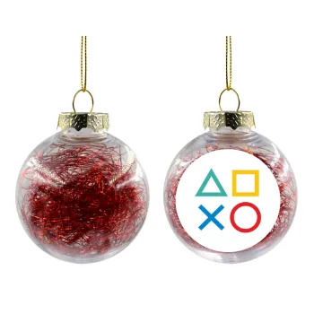 Gaming Symbols, Στολίδι Χριστουγεννιάτικη μπάλα δένδρου διάφανη με κόκκινο γέμισμα 8cm