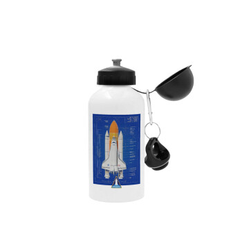 Nasa Space Shuttle, Metal water bottle, White, aluminum 500ml