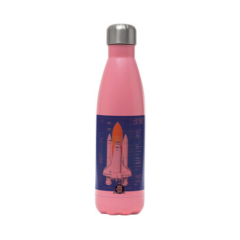 Nasa Space Shuttle, Metal mug thermos Pink Mat (Stainless steel), double wall, 500ml