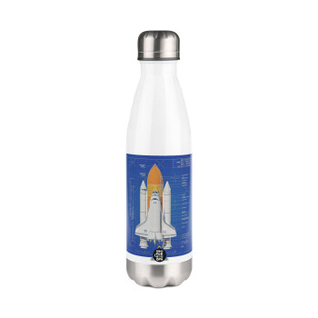 Nasa Space Shuttle, Μεταλλικό παγούρι θερμός Λευκό (Stainless steel), διπλού τοιχώματος, 500ml
