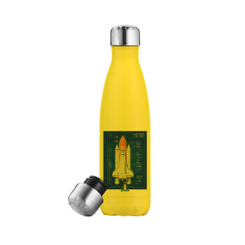 Nasa Space Shuttle, Μεταλλικό παγούρι θερμός Κίτρινος (Stainless steel), διπλού τοιχώματος, 500ml
