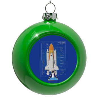 Nasa Space Shuttle, Green Christmas tree ornament bauble 8cm