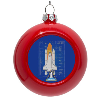 Nasa Space Shuttle, Red Christmas tree ornament bauble 8cm