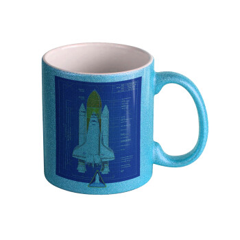 Nasa Space Shuttle, Κούπα Σιέλ Glitter που γυαλίζει, κεραμική, 330ml