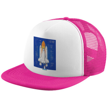 Nasa Space Shuttle, Καπέλο Ενηλίκων Soft Trucker με Δίχτυ Pink/White (POLYESTER, ΕΝΗΛΙΚΩΝ, UNISEX, ONE SIZE)