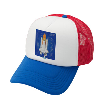 Nasa Space Shuttle, Καπέλο Soft Trucker με Δίχτυ Red/Blue/White 