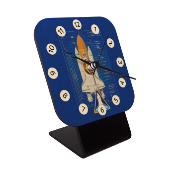 Nasa Space Shuttle, Quartz Table clock in natural wood (10cm)