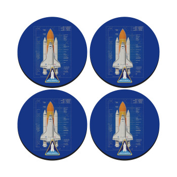Nasa Space Shuttle, SET of 4 round wooden coasters (9cm)