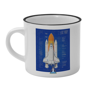 Nasa Space Shuttle, Κούπα κεραμική vintage Λευκή/Μαύρη 230ml