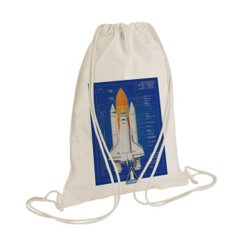 Nasa Space Shuttle, Τσάντα πλάτης πουγκί GYMBAG natural (28x40cm)