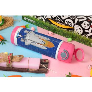 Nasa Space Shuttle, Easter candle, Childrens hot water bottle, stainless steel, with safety straw, PINK (500ml)