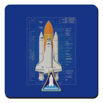Nasa Space Shuttle, Τετράγωνο μαγνητάκι ξύλινο 9x9cm