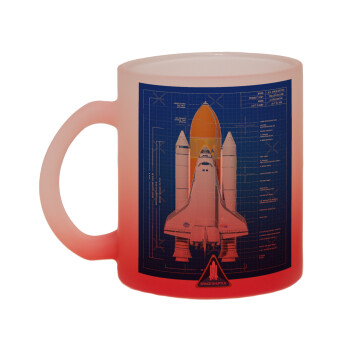 Nasa Space Shuttle, Κούπα γυάλινη δίχρωμη με βάση το κόκκινο ματ, 330ml