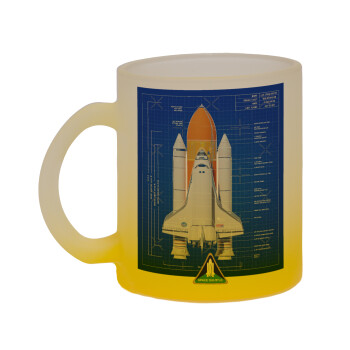 Nasa Space Shuttle, Κούπα γυάλινη δίχρωμη με βάση το κίτρινο ματ, 330ml