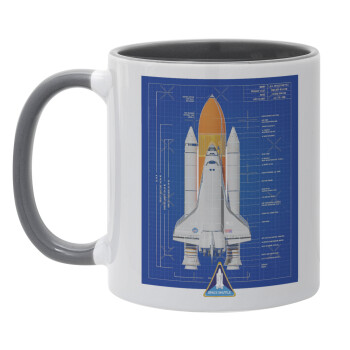 Nasa Space Shuttle, Κούπα χρωματιστή γκρι, κεραμική, 330ml