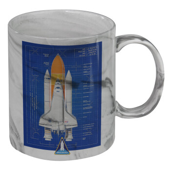 Nasa Space Shuttle, Κούπα κεραμική, marble style (μάρμαρο), 330ml