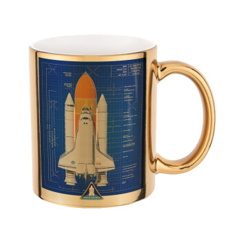 Nasa Space Shuttle, Mug ceramic, gold mirror, 330ml