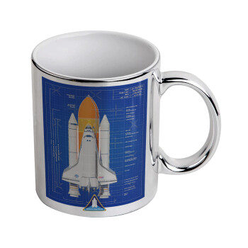 Nasa Space Shuttle, Mug ceramic, silver mirror, 330ml